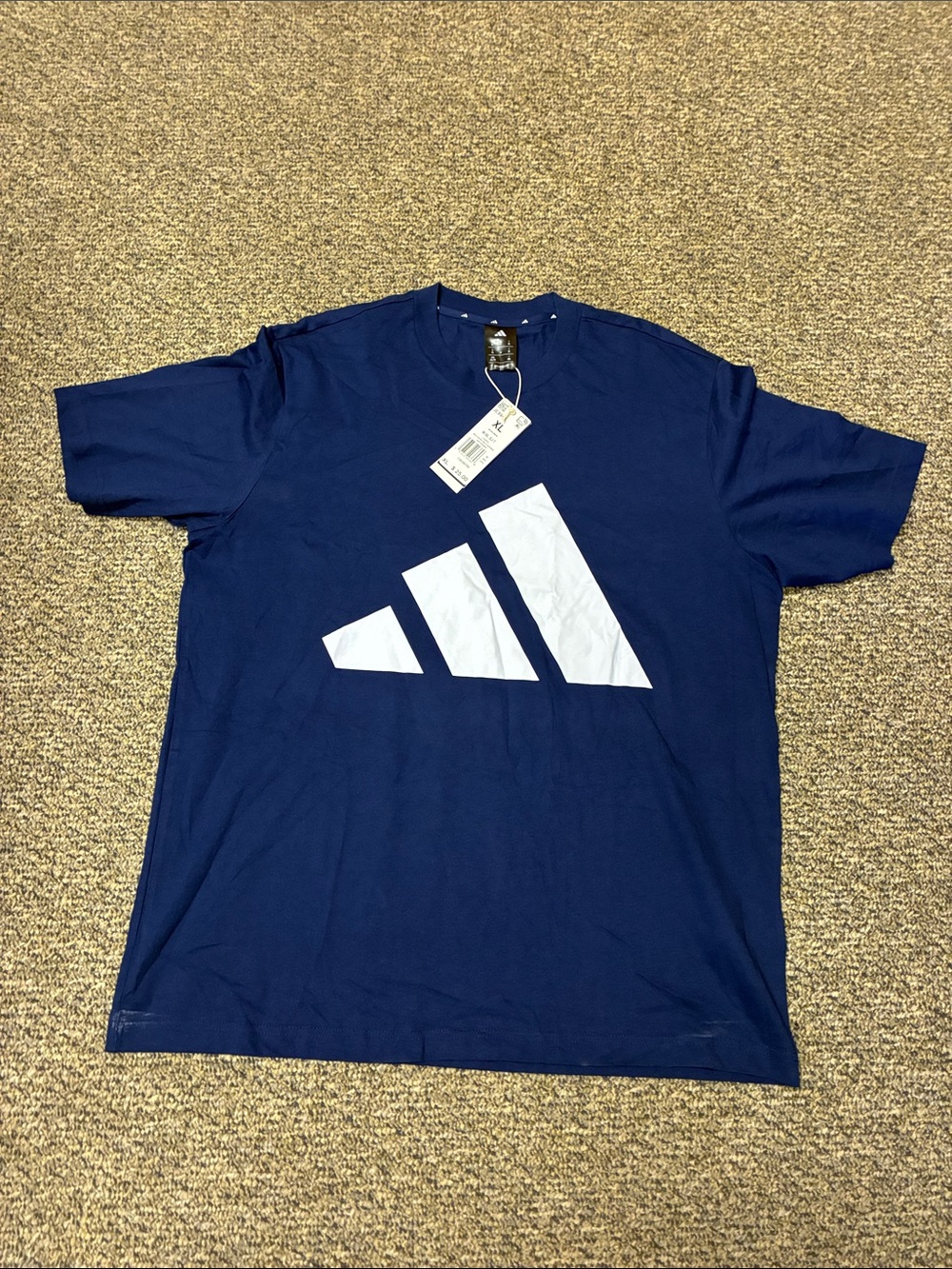 adidas Navy Short-Sleeve Tee with White Logo